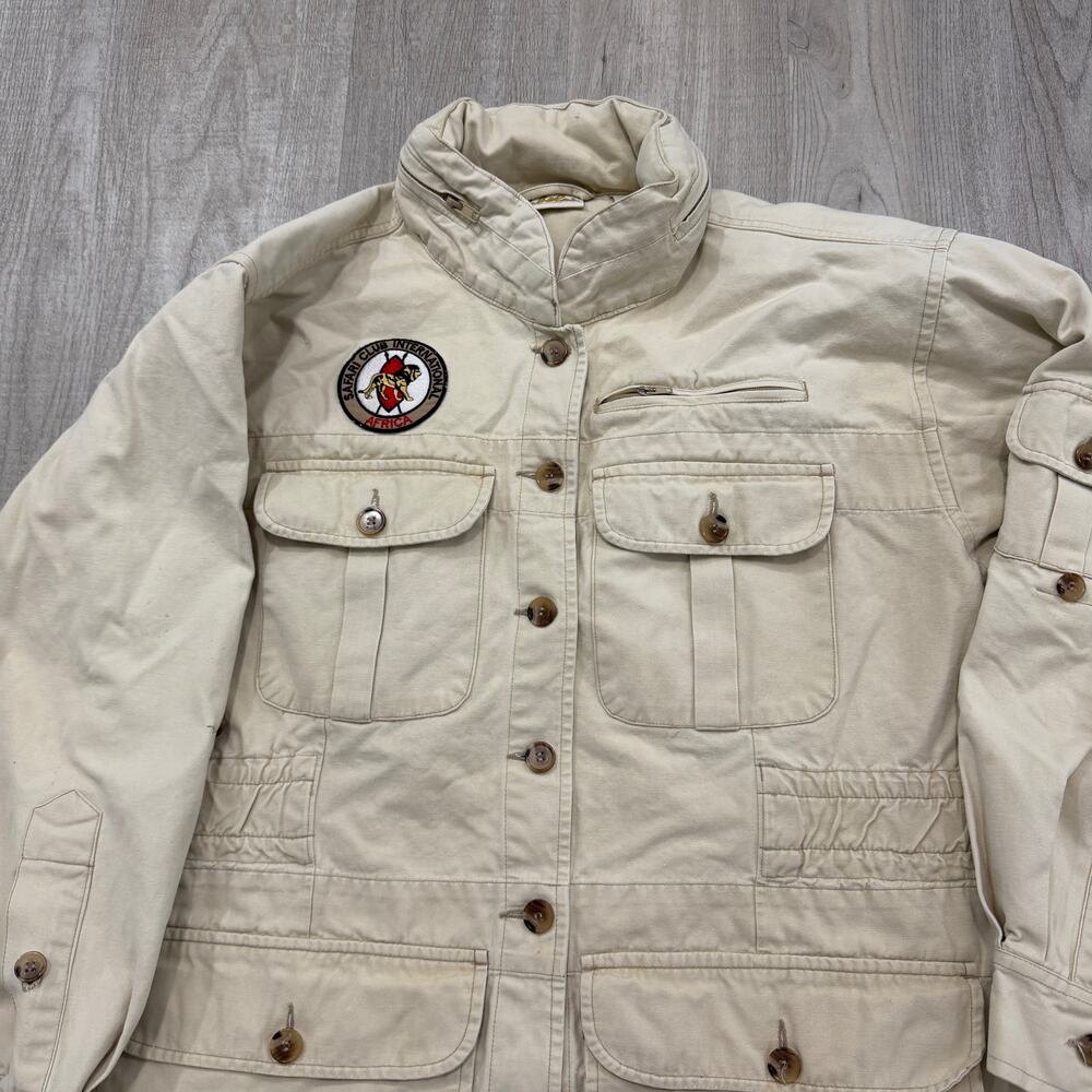 Vintage Cabelas Chore Coat Women's Large Beige Barn Utility y2k Safari Club - Picture 2 of 11